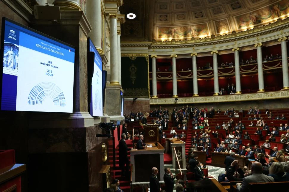 POR EL PRESUPUESTO. La Asamblea Nacional le niega el voto de confianza al ministro Barnier.