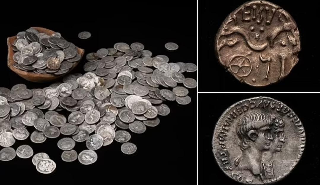 Hallaron un enorme alijo de monedas propias del Imperio Romano. 