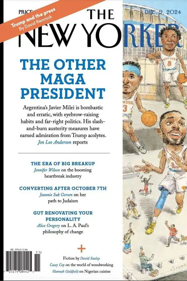 La portada del semanario The New Yorker con el perfil de Javier Milei.