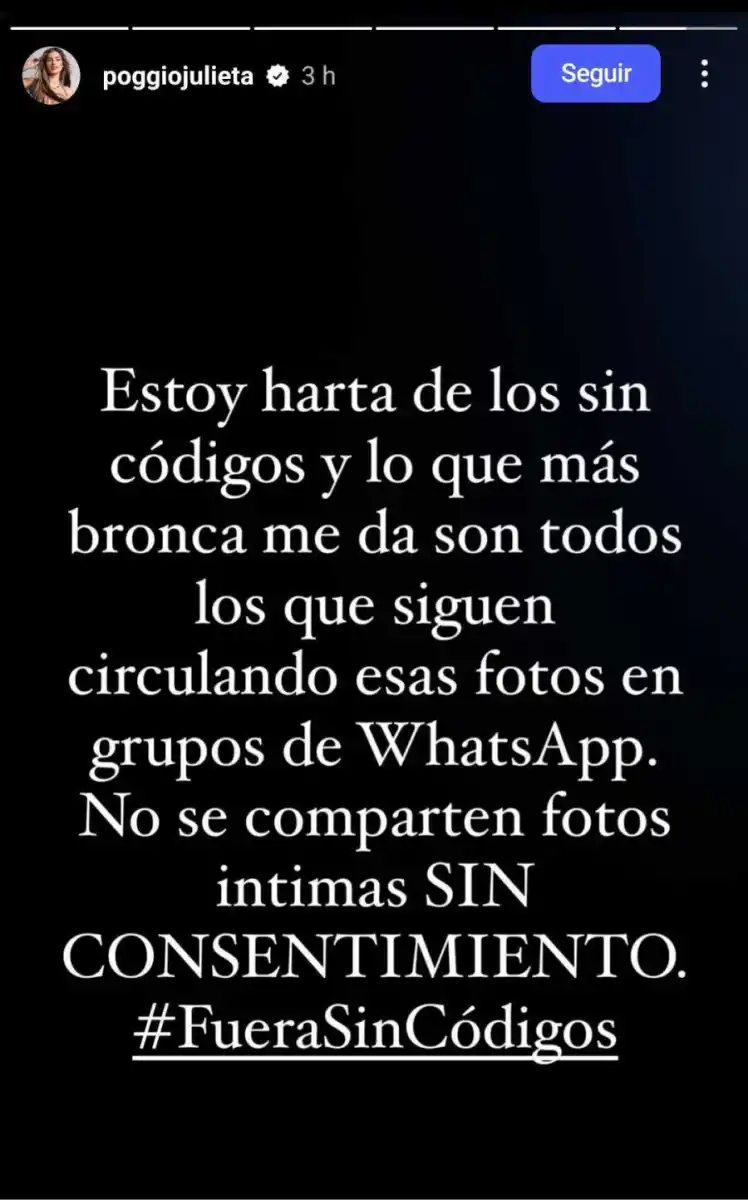 La historia que subió Julieta Poggio.