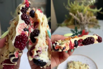Barra navideña de chocolate y frutos rojos: un postre delicioso y original