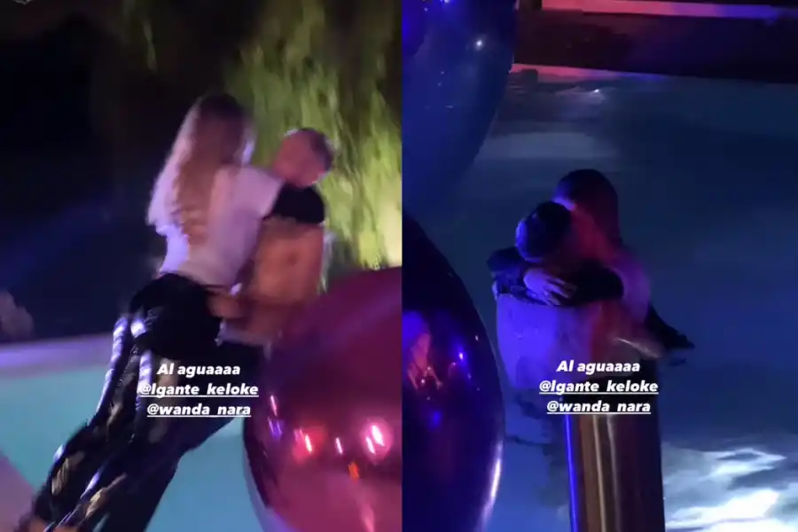 Wanda y L-Gante terminaron en la pileta.