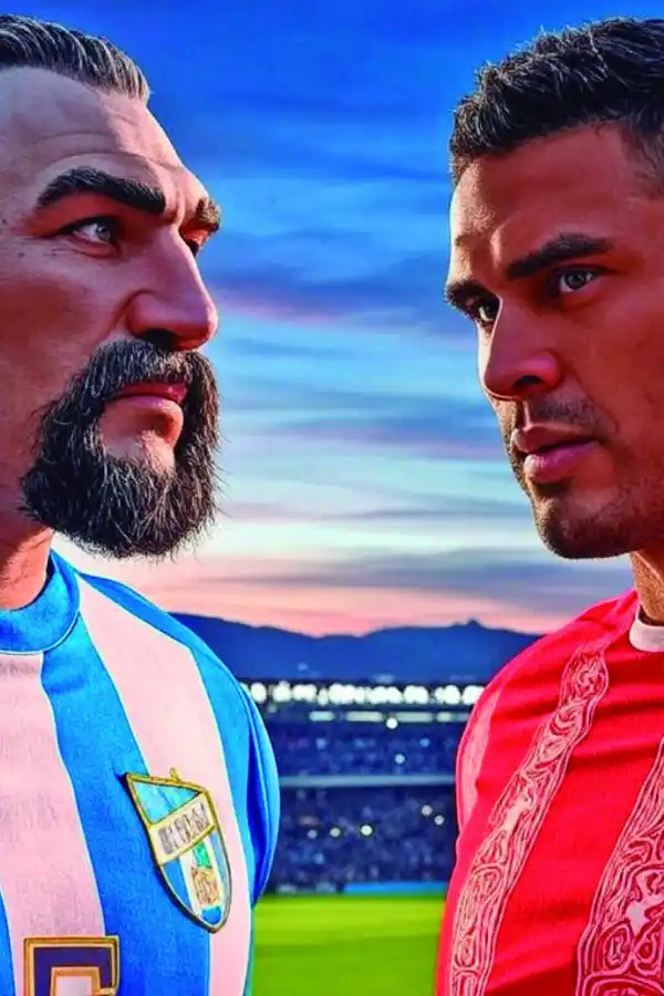 RIVALES FUTBOLÍSTICOS. Así se verían Atlético y San Martín personificados.