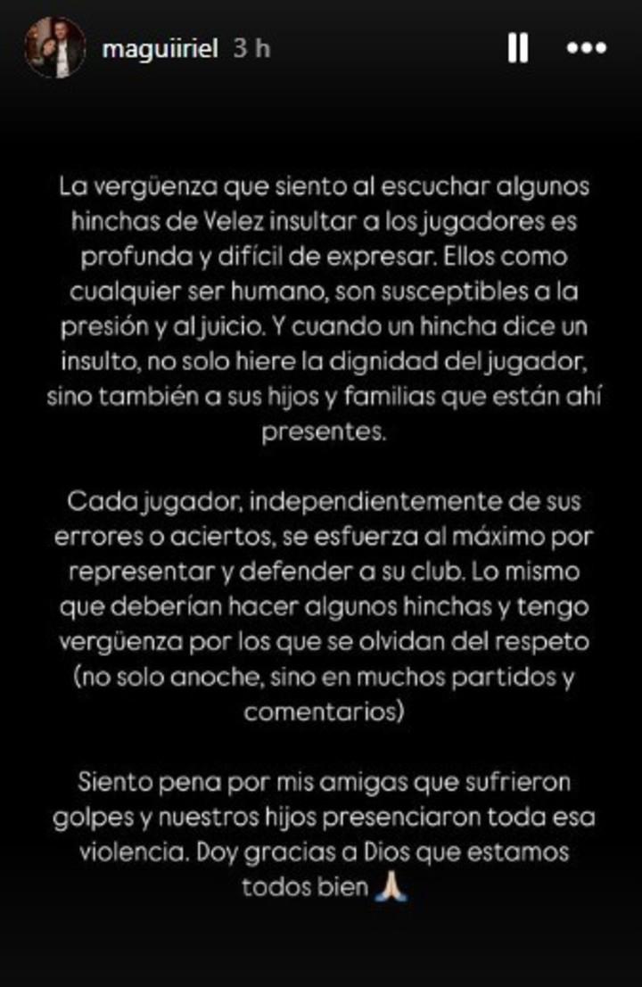 La esposa de un jugador de Vélez habló sobre los incidentes después de la derrota frente Central Córdoba: “Vergüenza”