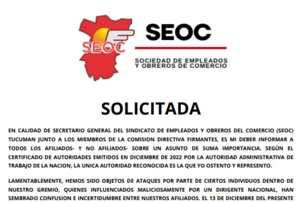 Solicitada: de SEOC para los afiliados y no afiliados