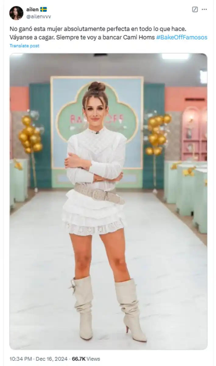 Sos nuestra Barbie pastelera: el aliento a Cami Homs luego de la final de Bake Off