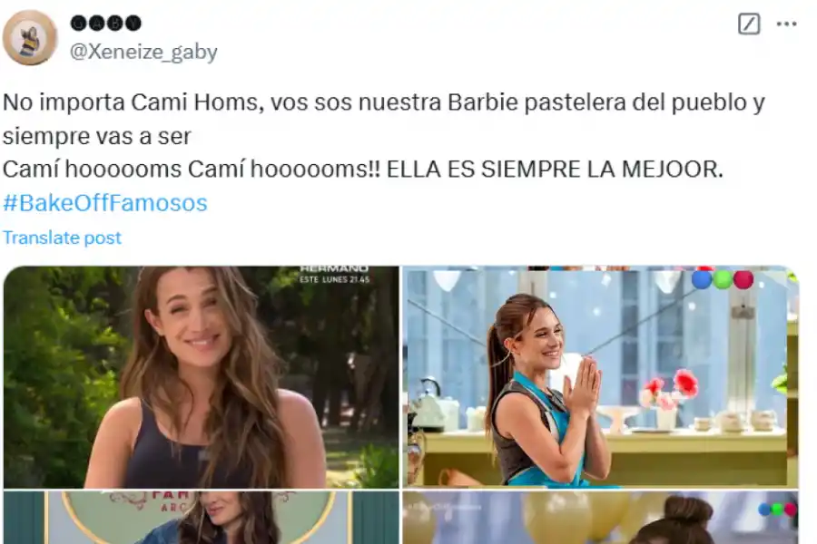 Sos nuestra Barbie pastelera: el aliento a Cami Homs luego de la final de Bake Off