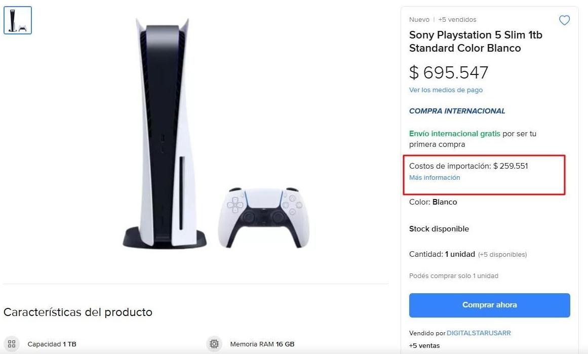 Mercado Libre: cuánto cuesta una PlayStation 5 con la nueva modalidad de compras internacionales