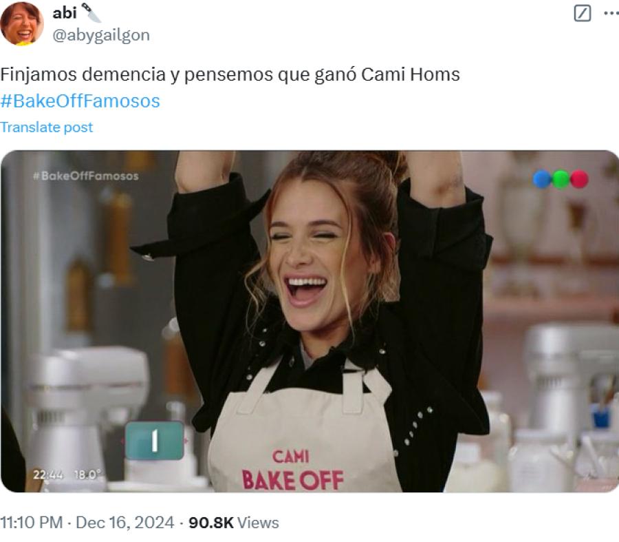 Sos nuestra Barbie pastelera: el aliento a Cami Homs luego de la final de Bake Off