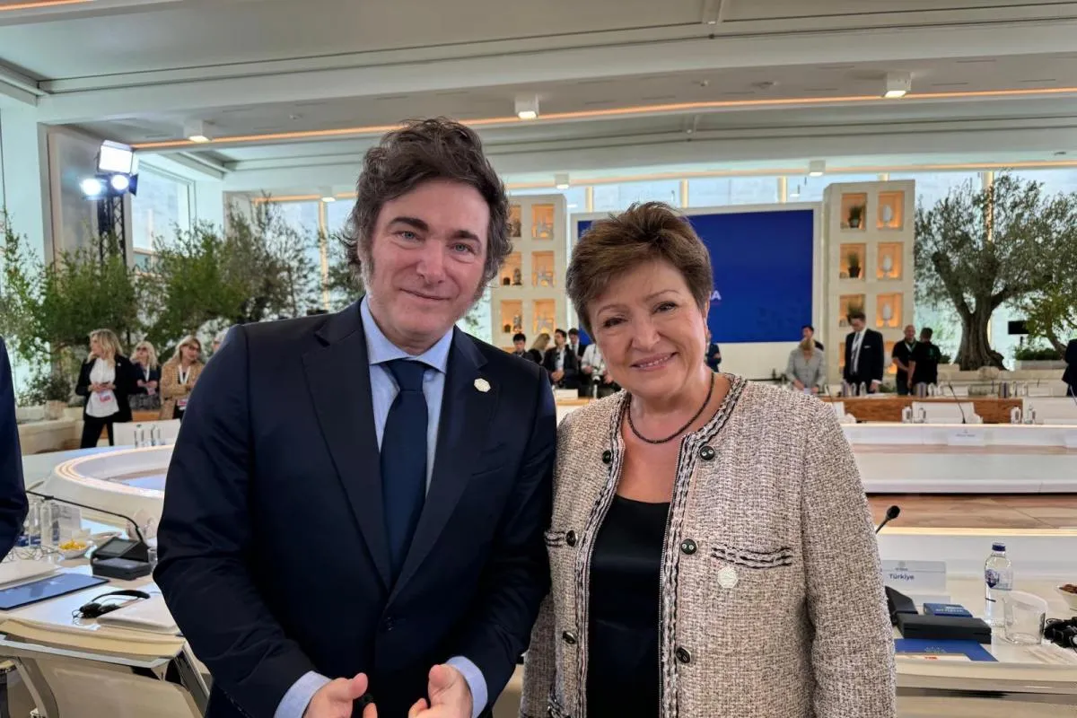 Javier Milei y Kristalina Georgieva, directora del FMI