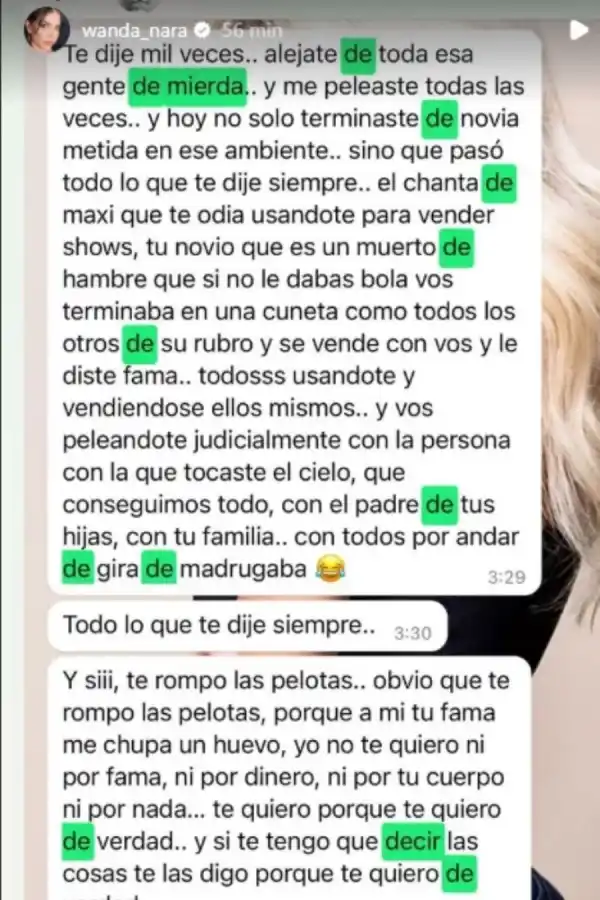 Las capturas que subió y eliminó Wanda Nara y comprometen a Mauro Icardi