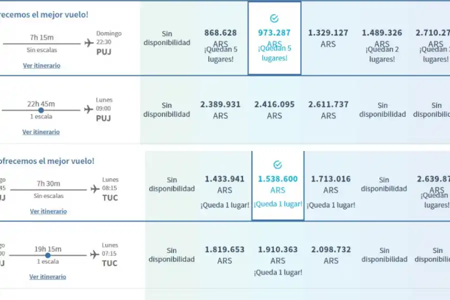 Los vuelos a Punta Cana serán operados por Aerolíneas Argentinas una vez por semana.