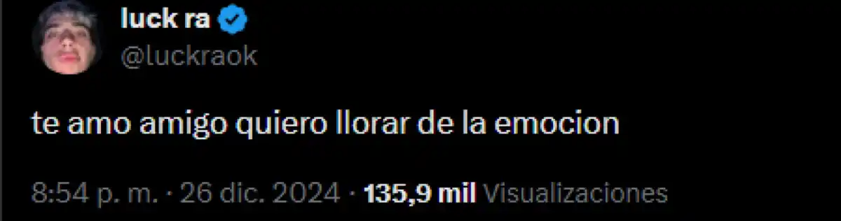 El mensaje de Luck Ra a BZRP horas antes del lanzamiento.