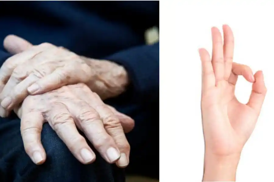 El índice y el pulgar suelen unirse y tener movimientos similares a los que se hacen al rascar o intentar limpiar migas de los dedos.