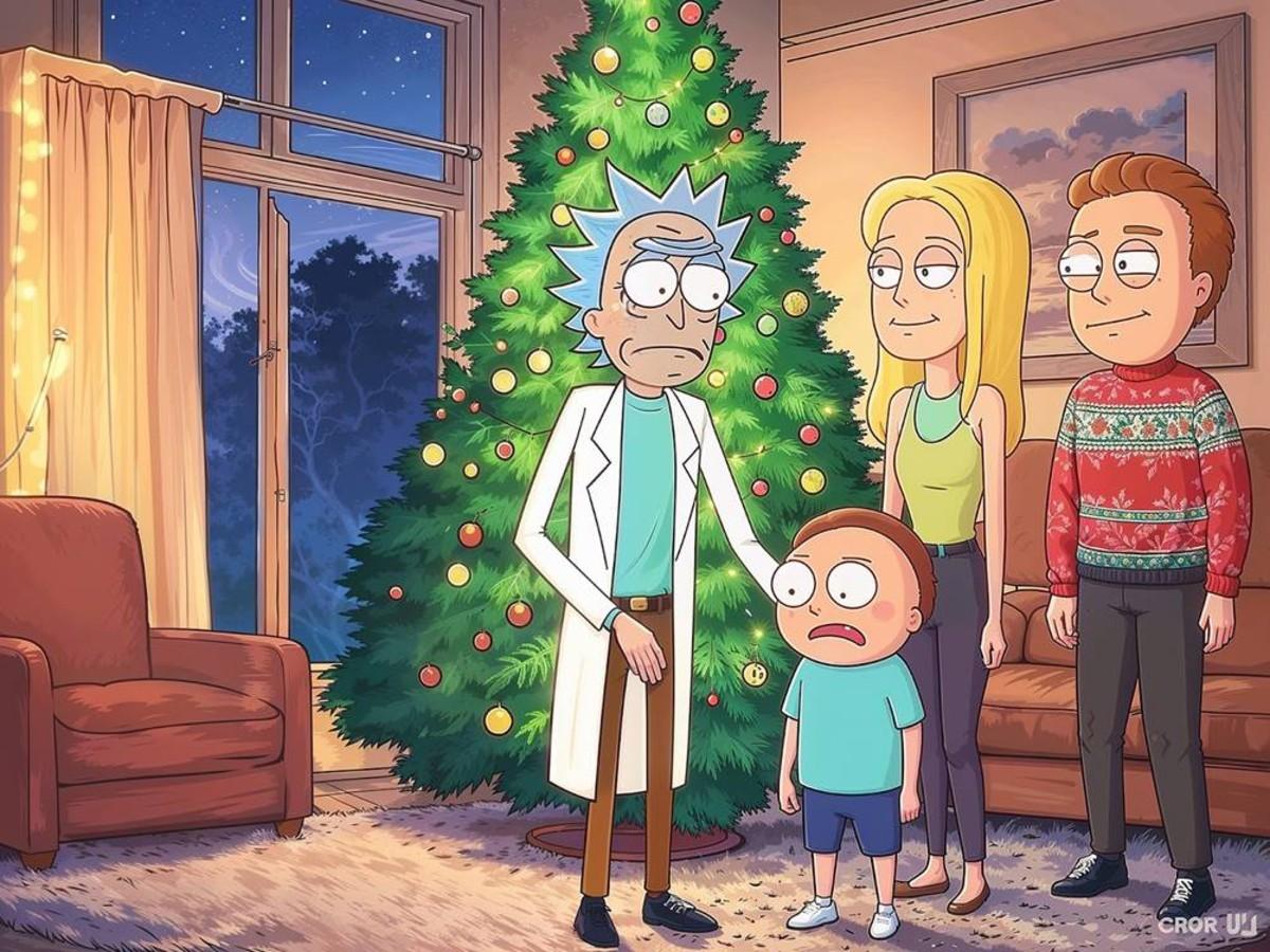 Rick and Morty y su familia creado con Grok AI y Hugging face Flux.1 Upscaller.