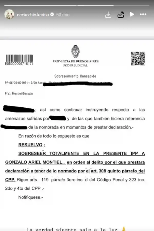 El mensaje de la pareja de Gonzalo Montiel después del sobreseimiento en la causa por abuso sexual