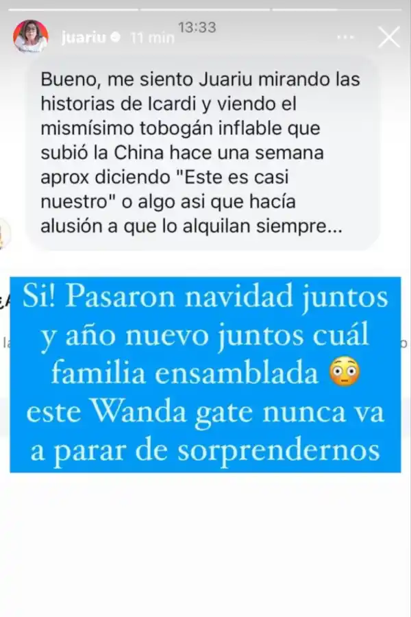 La China Suárez y Mauro Icardi habrían pasado las fiestas juntos según Juariu