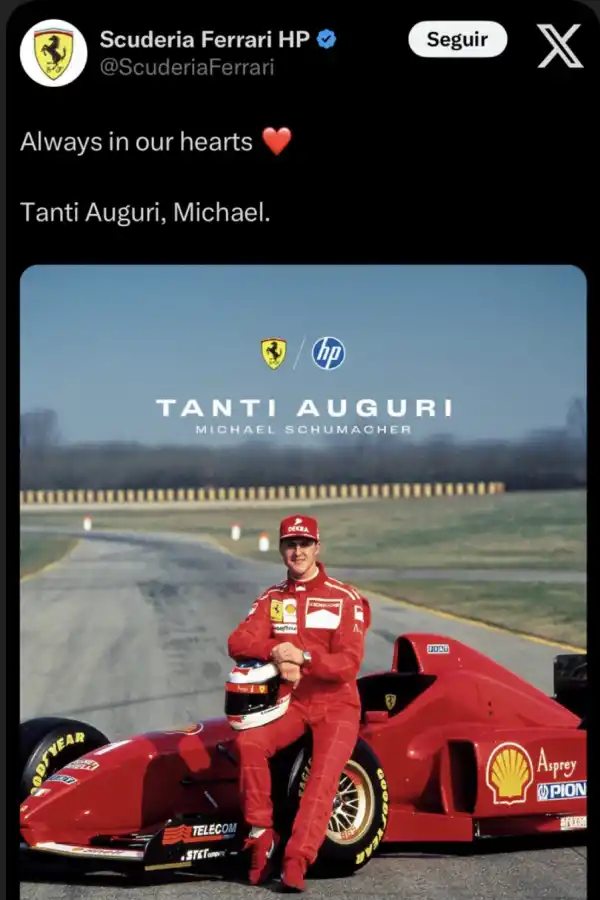 SUSTO. La publicación de Ferrari que preocupó a los fanáticos de Schumi