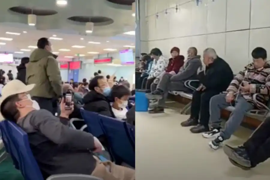 Imágenes de los hospitales de China ante el brote de metapneumovirus humano. FOTO: (TikTok/GanJing)