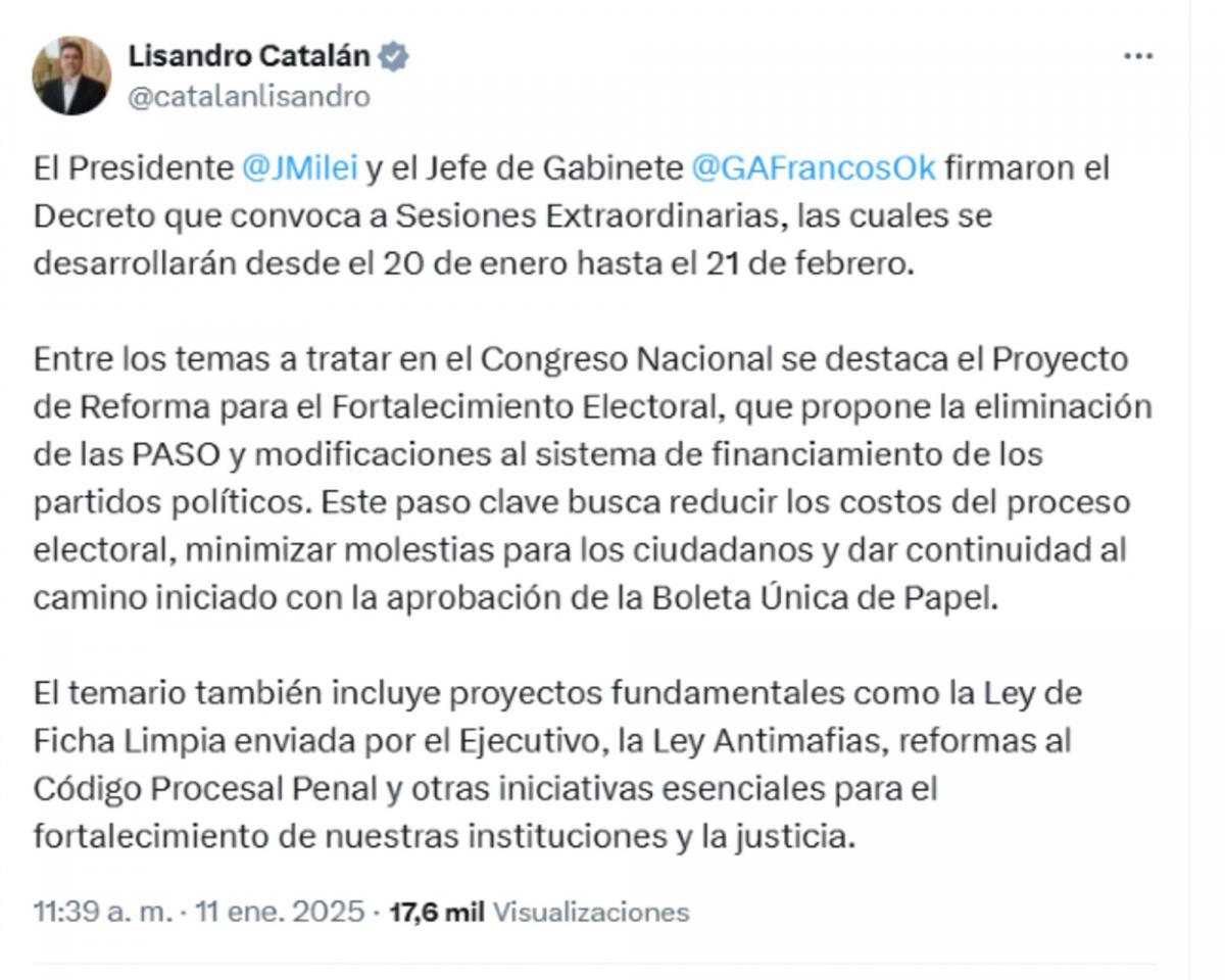 Captura tomada de X/@catalanlisandro.