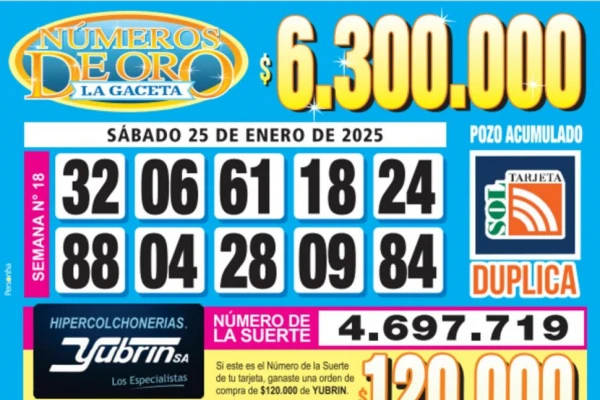 Los Números de Oro de LA GACETA del 25 de enero de 2025