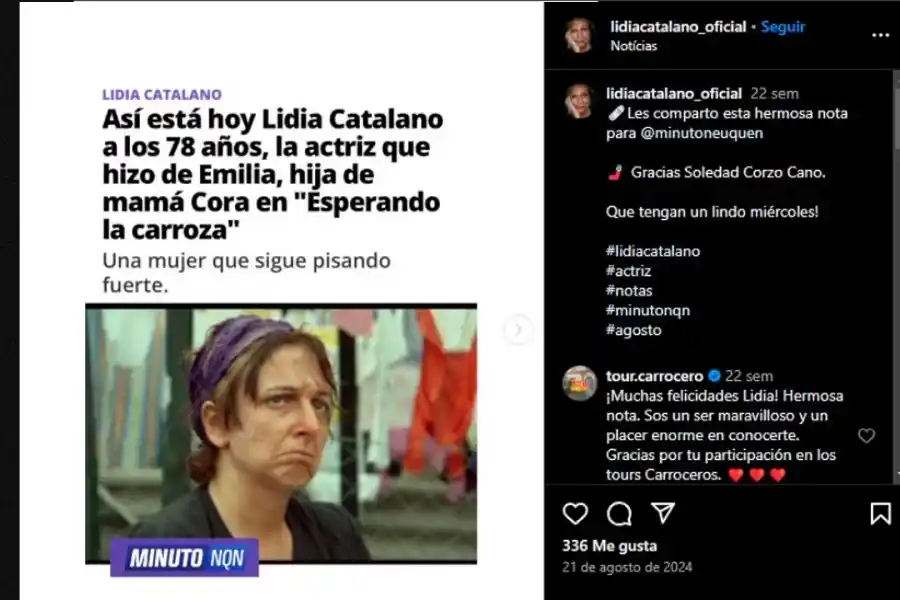 Cuál fue el último posteo de la actriz Lidia Catalano antes de su muerte