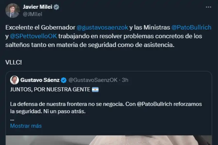 Javier Milei calificó como excelente la idea de cercar la frontera con Bolivia