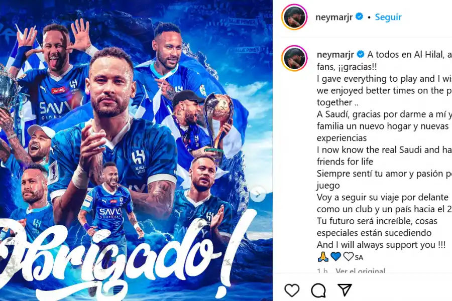 Neymar se despidió de Al Hilal y su vuelta a Santos está cada vez más cerca: “Lo di todo”