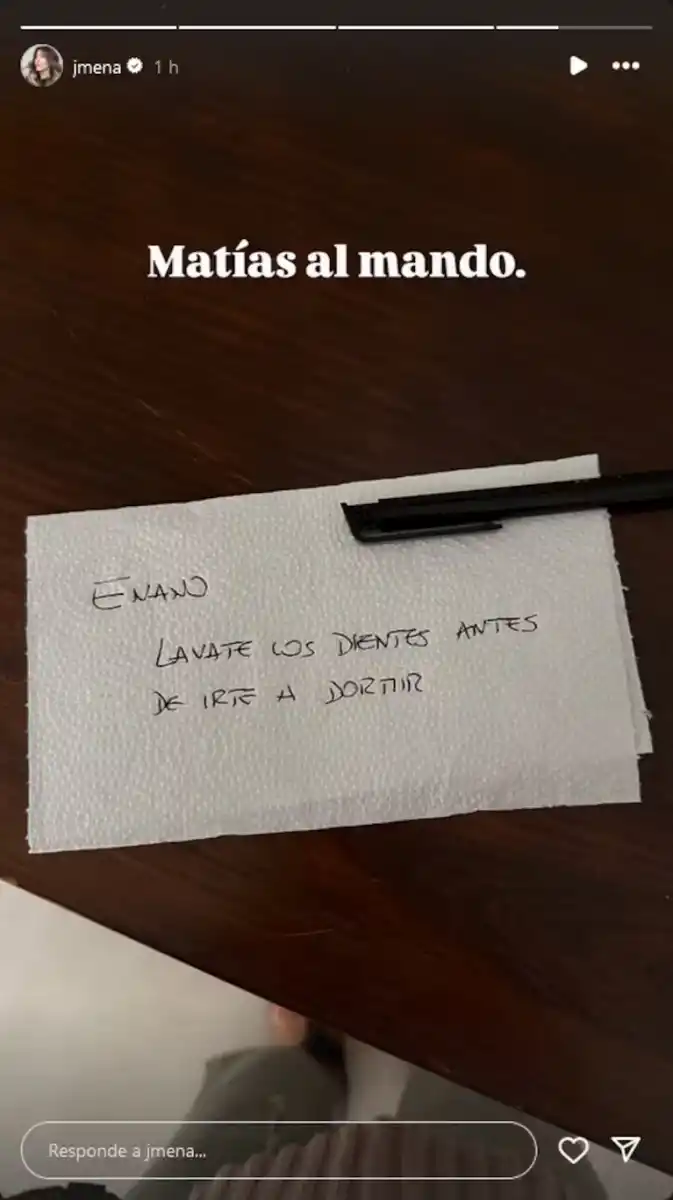 La actriz publicó los mensajes de Matías Palleiro a Momo, su primer hijo.