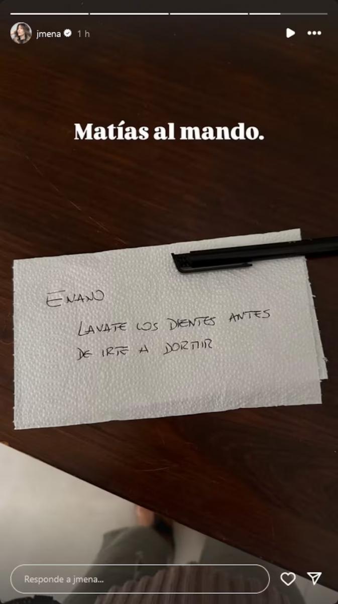 La actriz publicó los mensajes de Matías Palleiro a Momo, su primer hijo.