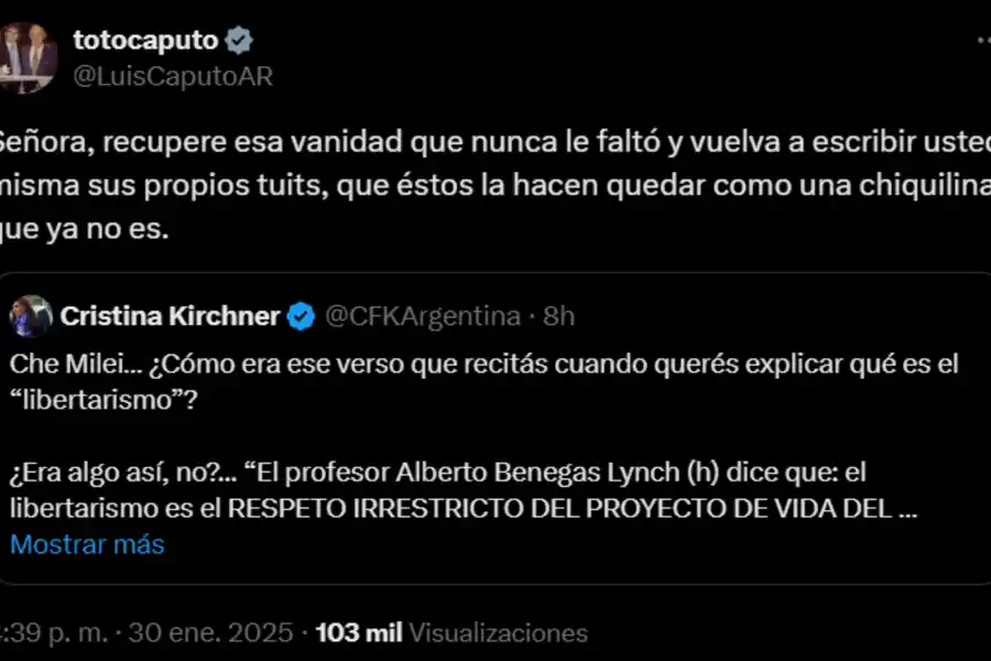 El Gobierno de Milei salió a responder las críticas de Cristina Kirchner: Señora condenada