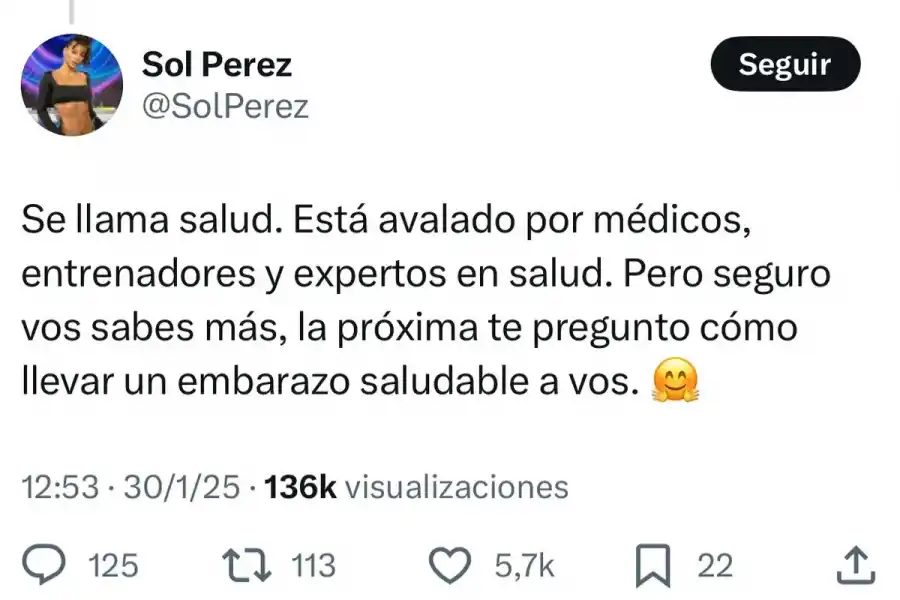 El polémico descargo de Sol Pérez.