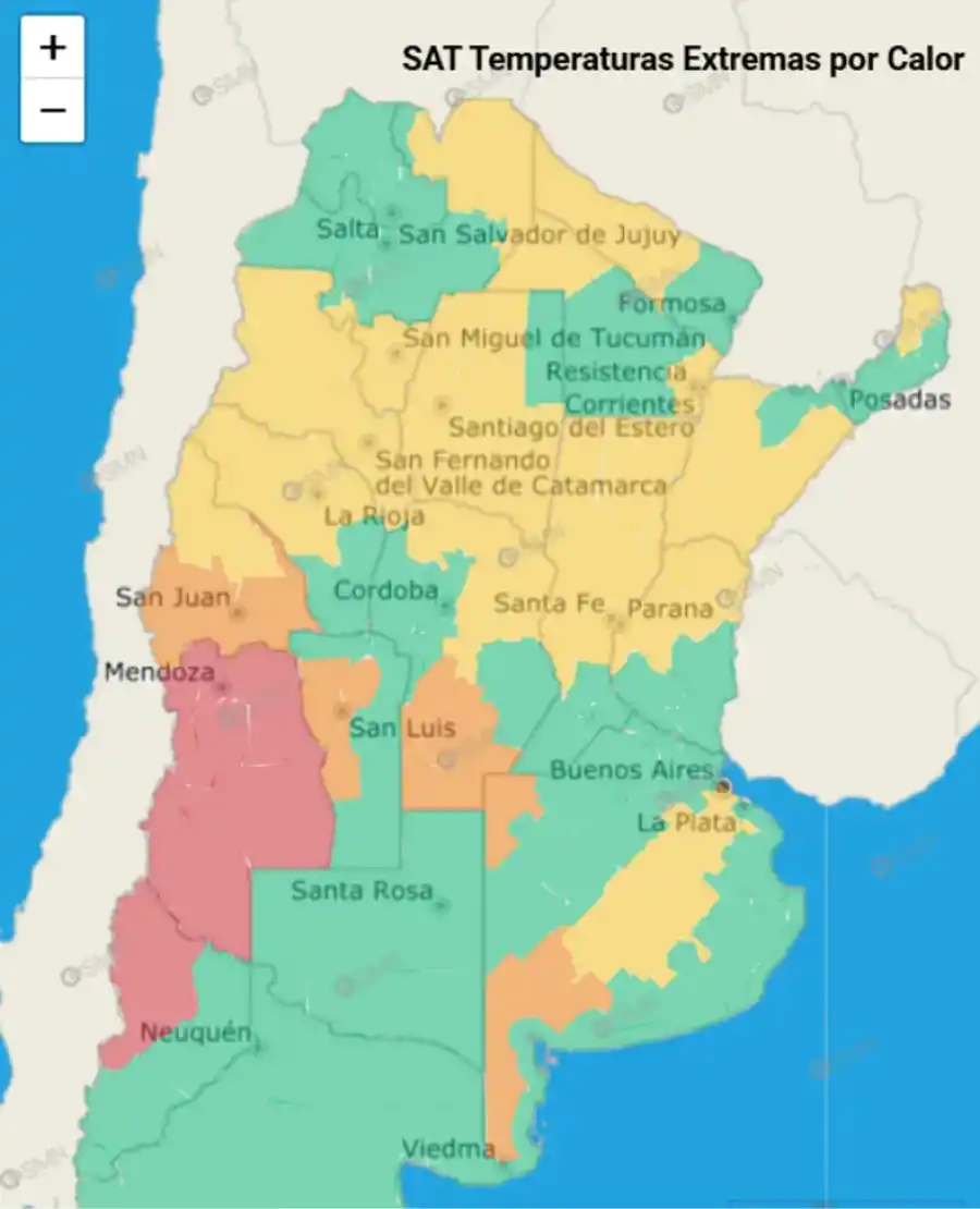 Alerta amarilla en Tucumán por calor extremo mientras 21 provincias están en rojo