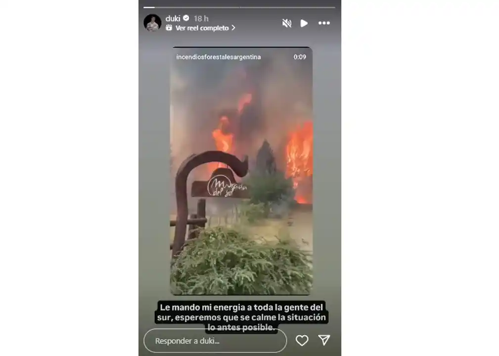 El polémico mensaje de Duki sobre los incendios en la Patagonia.