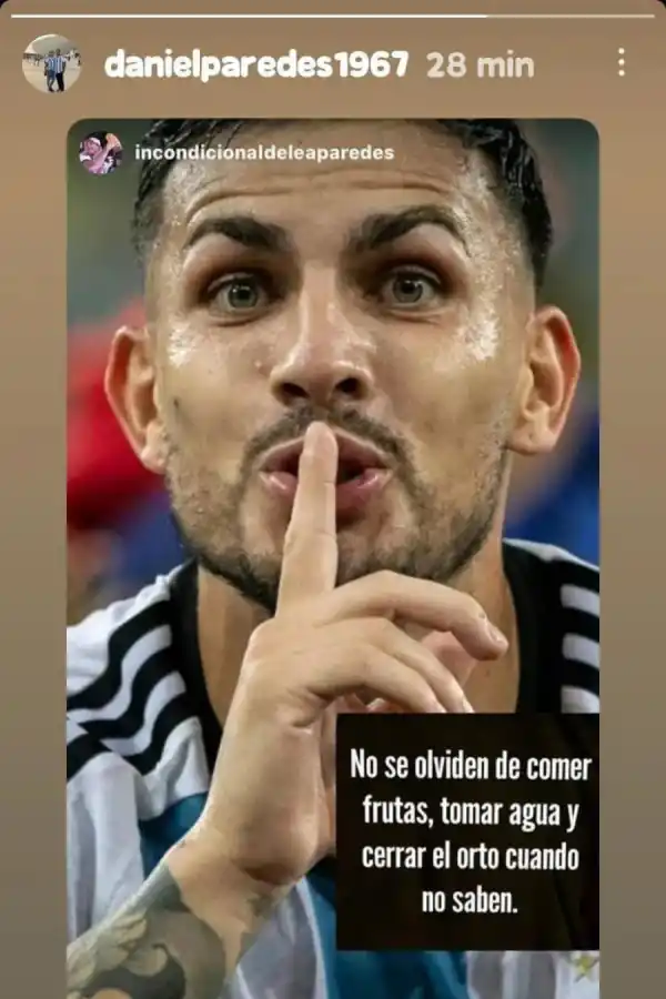 FUERTE. El mensaje que compartió el papa de Leandro Paredes en su cuenta de Instagram