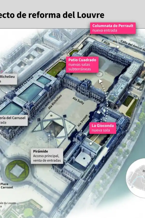 LUGAR. En la imagen se ve puntualmente cuál será el sitio que ocupará “La Gioconda” en el futuro.