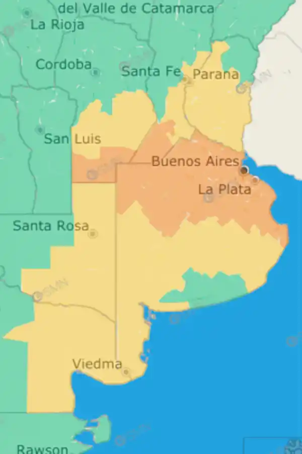 El mapa de la alerta por tormentas.