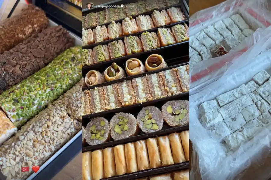 La actriz quedó fascinada por los postres y dulces turcos y se trajo a Buenos Aires una selección de baklavas y variedad de lokum.
