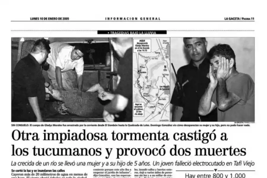 LA TRAGEDIA DE 2005. Domingo González vio cómo el río se cobró las vidas de su mujer, Gladys, y de su hijito, Leandro.