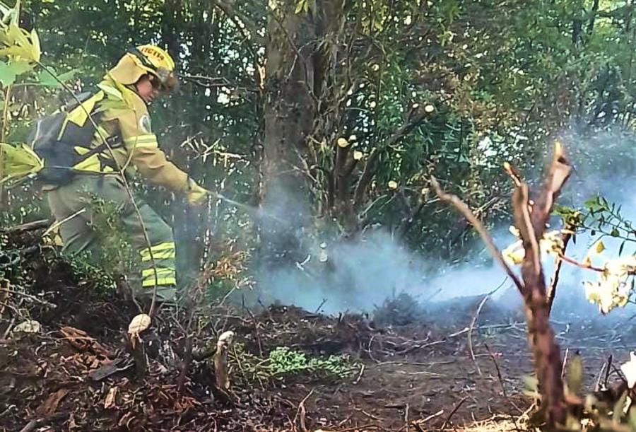 EN ACCIÓN. La tucumana participó del combate a los incendios en la zona de Río Pico. / ANDREA CANGIANI.