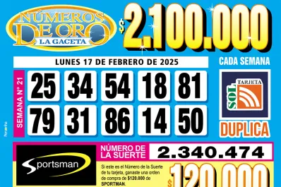 Los Números de Oro de LA GACETA del 17 de febrero de 2025