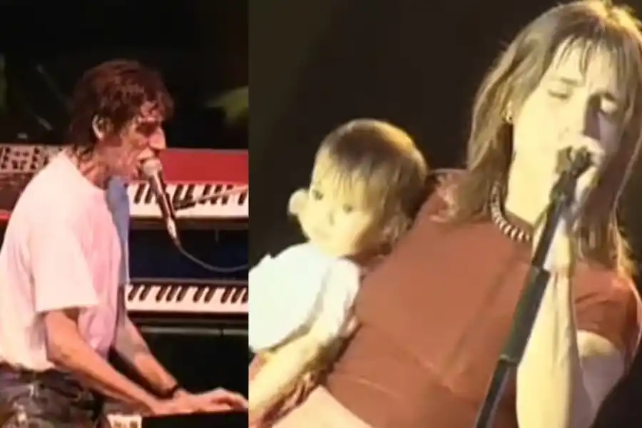 Hilda actuó con Charly y con su hija Mía bebe, en brazos, hace 25 años.