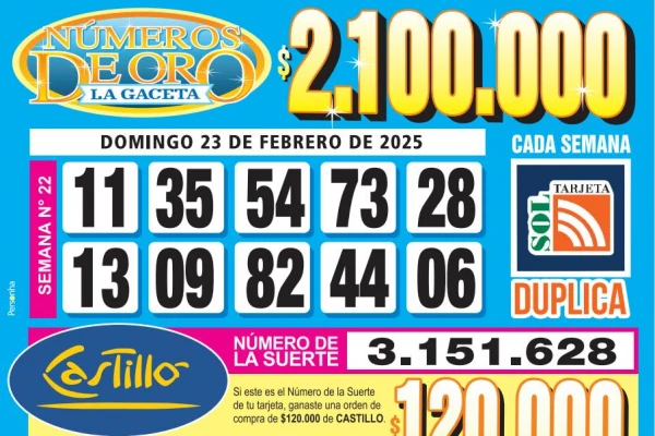 Los Números de Oro de LA GACETA del 23 de febrero de 2025