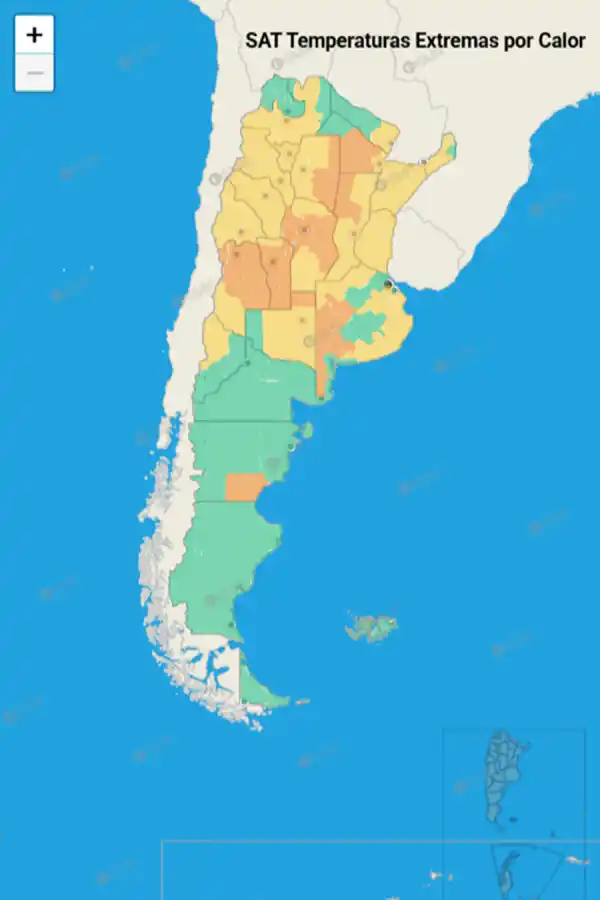 Mapa de alertas del Servicio Meteorológico Nacional