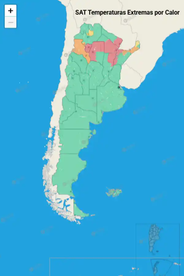 Mapa de alertas del Servicio Meteorológico Nacional