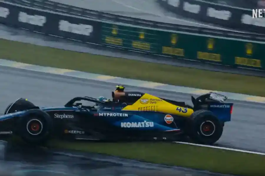 EL CHOQUE. Por el momento, en el trailer la desafortunada aparición de Colapinto es en su choque durante el Gran Premio de Brasil