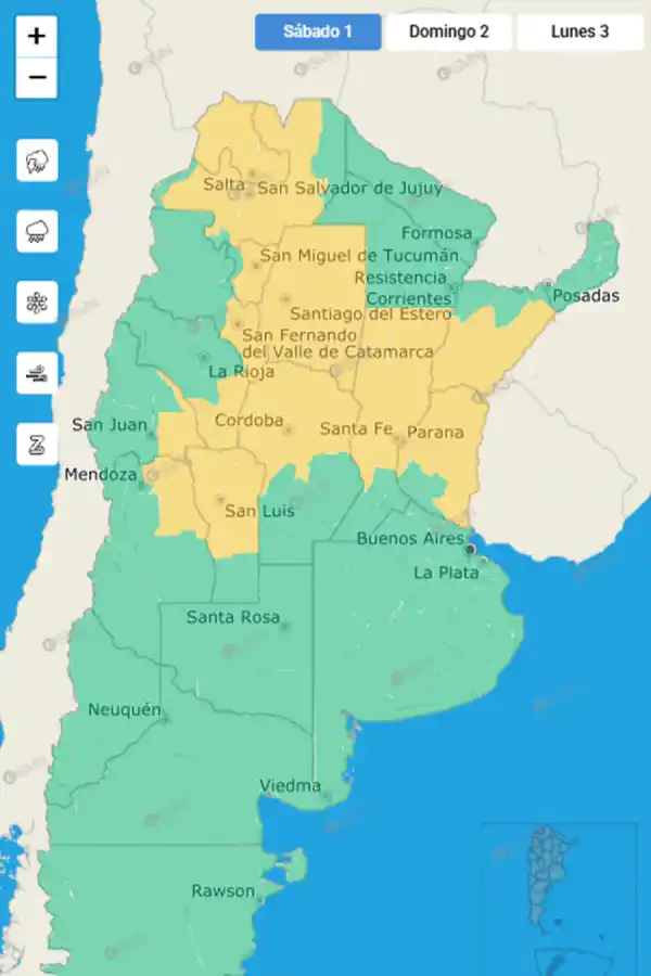 Fin de semana con alerta amarilla por tormentas en 13 provincias