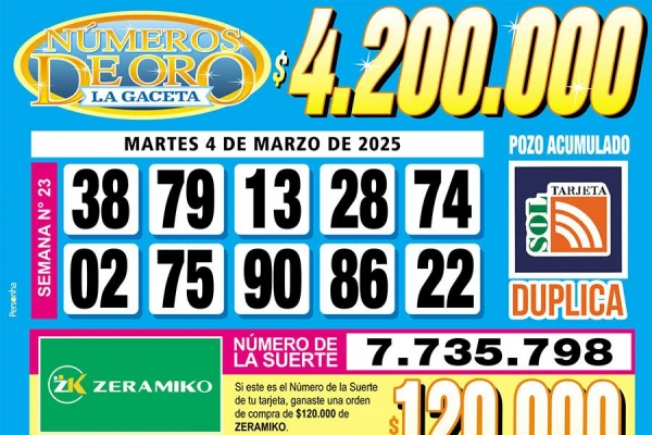 Los Números de Oro de LA GACETA del 4 de marzo de 2025