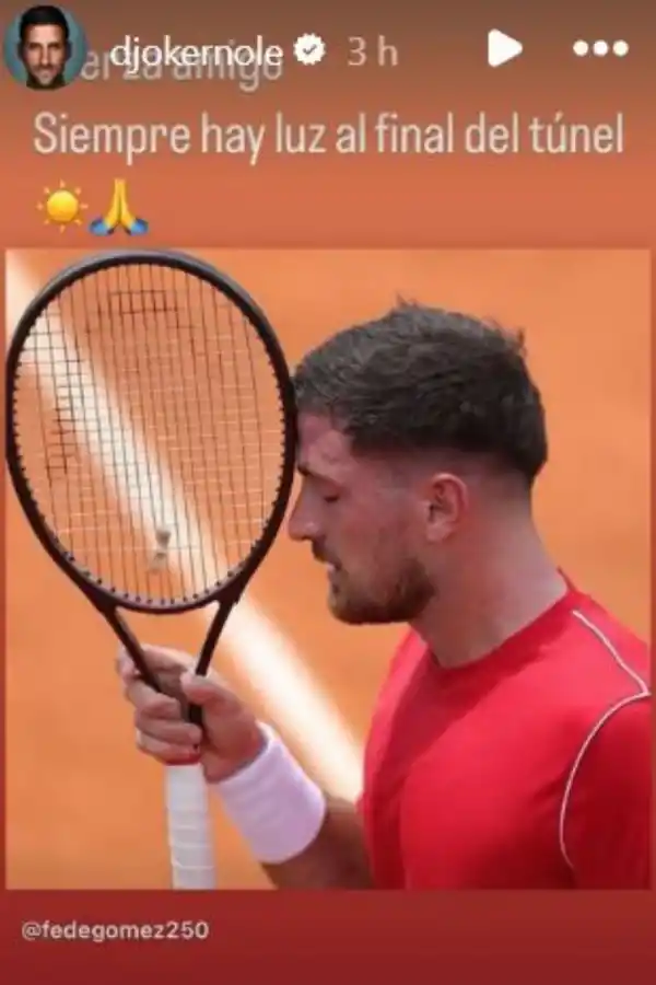 Djokovic se solidarizó con el jugador que en marzo compitió en Tucumán y contó la situación mental extrema que pasó