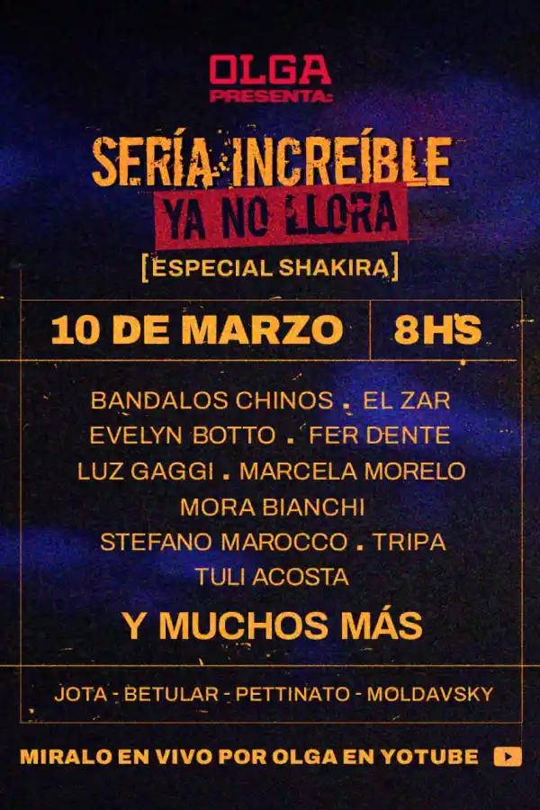 ESTRENO. El 10 de marzo Olga comenzará su transmisión 2025 con un homenaje a Shakira. / OLGA X